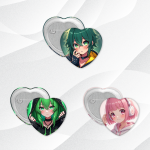 Bahan Pin Button Hati 52x57mm Metal Back Cover | Blank Heart Pin Button Upper Shell Mylar Peniti Mesin Press